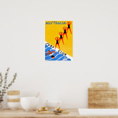 Austrlia Travel Poster Surf Surfing Surfer ポスター (キッチン)