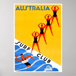 Austrlia Travel Poster Surf Surfing Surfer ポスター
