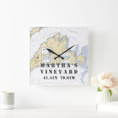 Authentic 航海の Chart Martha's Vineyard, MA スクエア壁時計 (ホーム)
