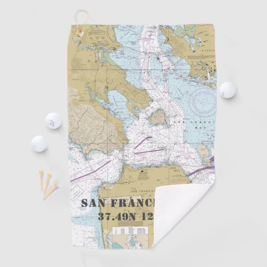 Authentic 航海の San Francisco CAヴィンテージマップ ゴルフタオル (インサイチュ)