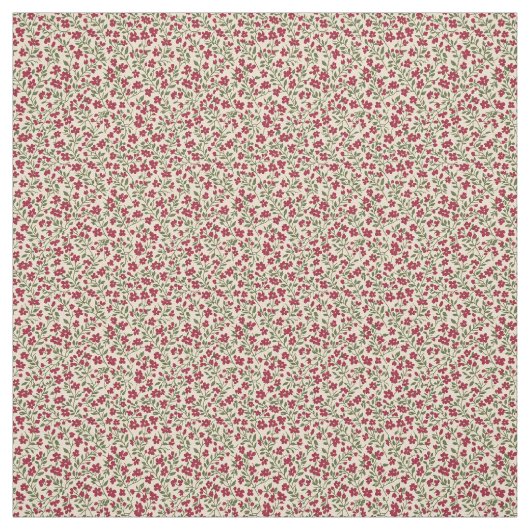 Authentic 1940s Muted Burgundy Floral Sprig  ファブリック (見本)