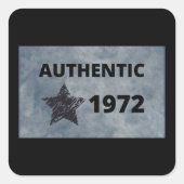 Authentic 1972ヴィンテージスターレトロ誕生日デザイン スクエアシール (正面)