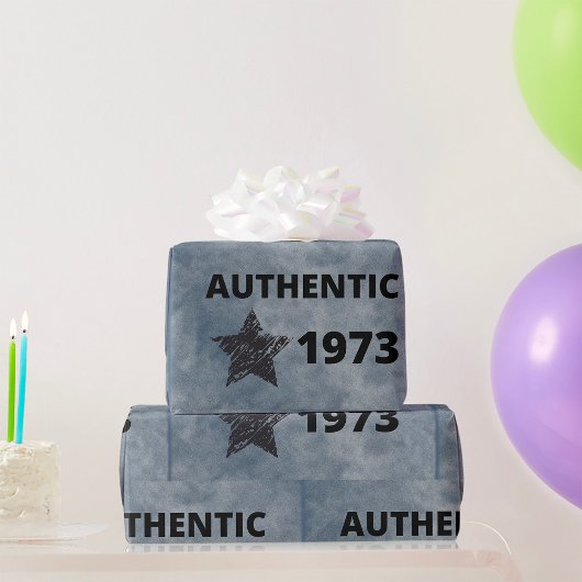 Authentic 1973ヴィンテージ誕生日グランジと星 ラッピングペーパー