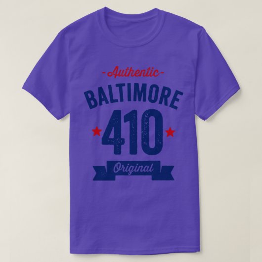 Authentic Baltimore 410エリアコード Tシャツ (デザイン正面)