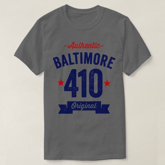 Authentic Baltimore 410エリアコード Tシャツ (デザイン正面)