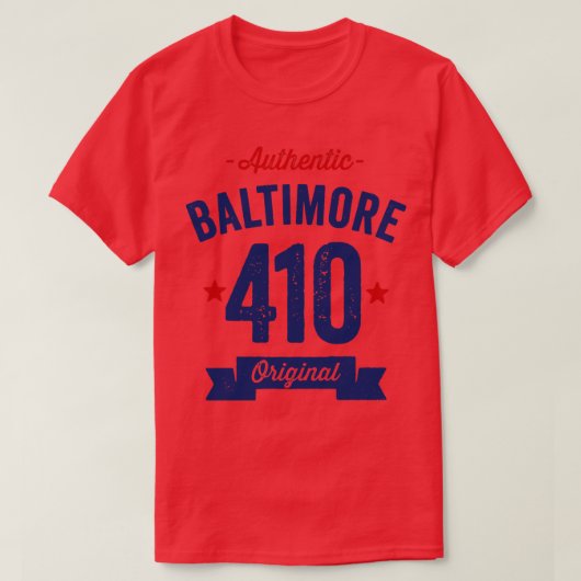 Authentic Baltimore 410エリアコード Tシャツ (デザイン正面)