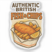 Authentic British Fish & Chips Retro Vintage UK シール (正面)