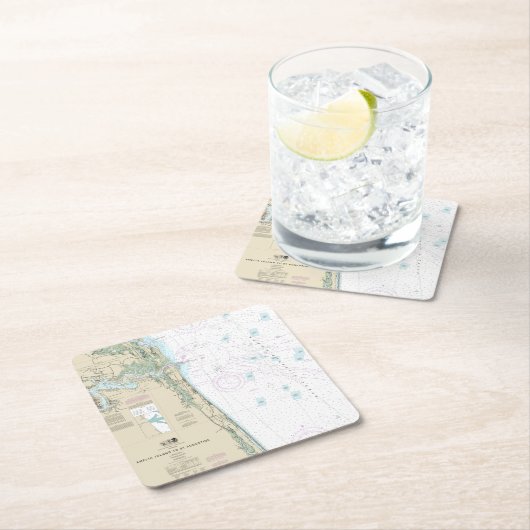 Authentic Chart 航海の JacksonvilleビーチFL スクエアペーパーコースター (インサイチュ)