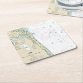 Authentic Chart 航海の JacksonvilleビーチFL スクエアペーパーコースター (アングル)