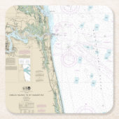 Authentic Chart 航海の JacksonvilleビーチFL スクエアペーパーコースター (正面)