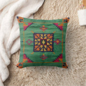 Authentic Green Kilim Pillows：伝統のTouch クッション (ブランケット)