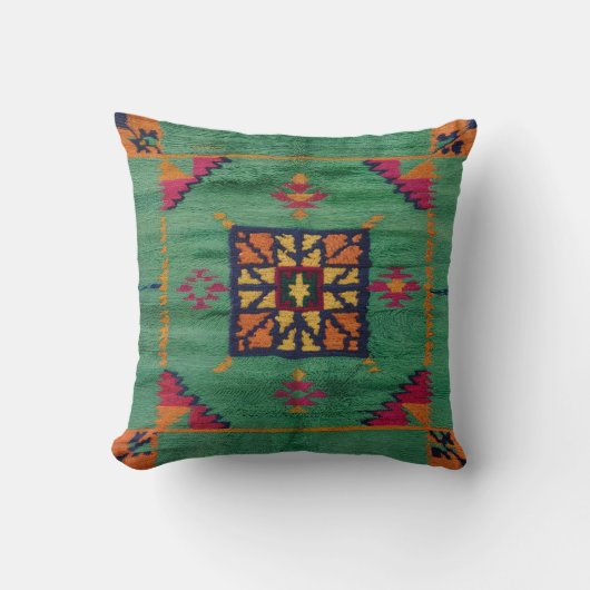 Authentic Green Kilim Pillows：伝統のTouch クッション (正面)