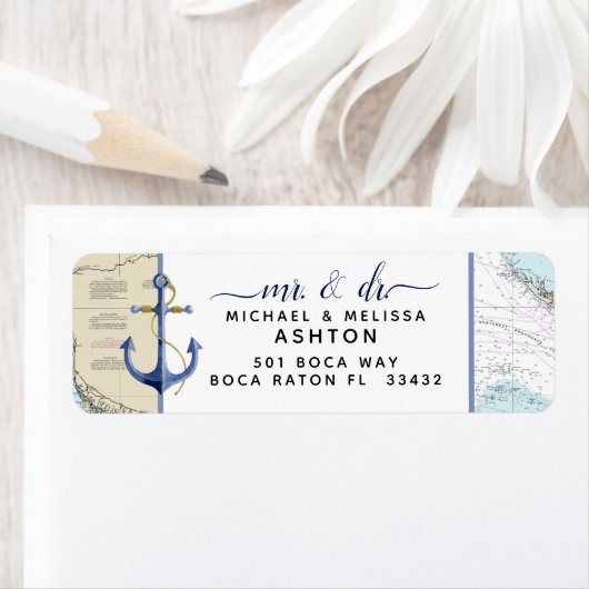 Authentic #Nautical Chartいかり#Florida #Wedding ラベル (インサイチュ)