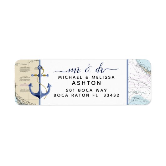 Authentic #Nautical Chartいかり#Florida #Wedding ラベル (正面)