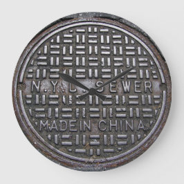 Authentic New York City NYC Sewer Cover ラージ壁時計