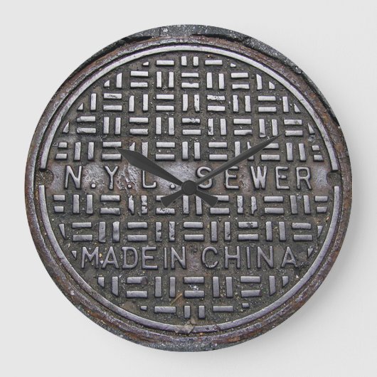 Authentic New York City NYC Sewer Cover ラージ壁時計 (正面)