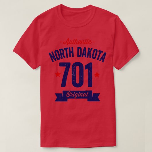 Authentic North Dakota 701エリアコード Tシャツ (デザイン正面)