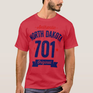 Authentic North Dakota 701エリアコード Tシャツ