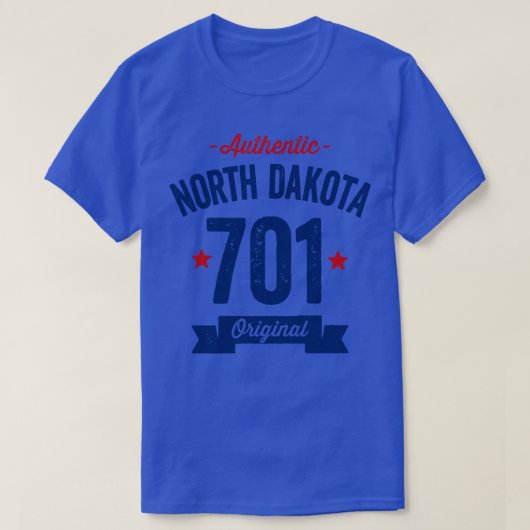 Authentic North Dakota 701エリアコード Tシャツ (デザイン正面)