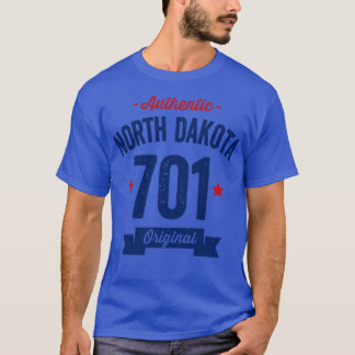 Authentic North Dakota 701エリアコード Tシャツ