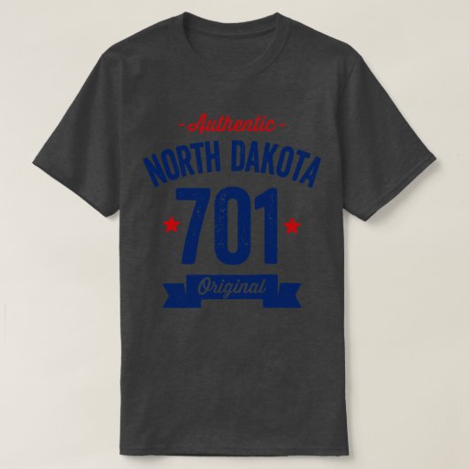Authentic North Dakota 701エリアコード Tシャツ (デザイン正面)