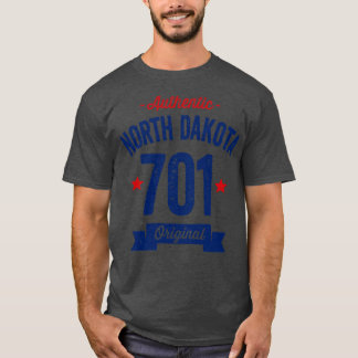Authentic North Dakota 701エリアコード Tシャツ