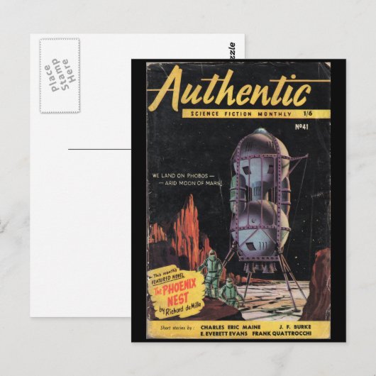 Authentic Science Fiction Monthly _January 1954_Pu ポストカード (正面/裏面)