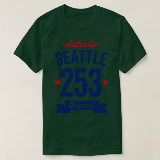 Authentic Seattle 253エリアコード Tシャツ (デザイン正面)