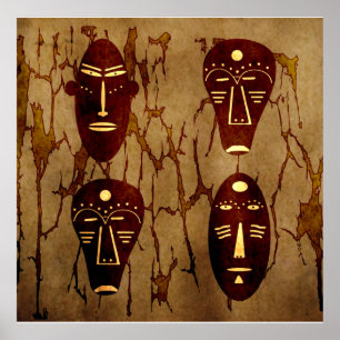 Authentic tribal masks ポスター