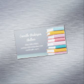 Author Book Launch Cute Pastel Freelance Writer マグネット名刺 (インサイチュ)
