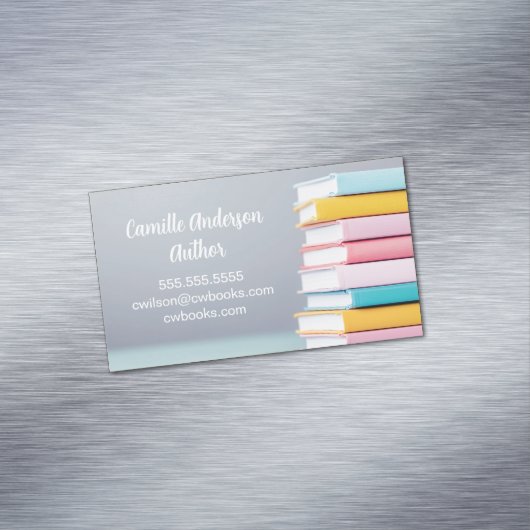 Author Book Launch Cute Pastel Freelance Writer マグネット名刺 (インサイチュ)