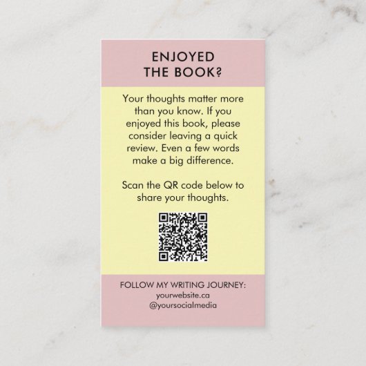 Author Book Review Request Card QR Code Pastel 名刺 (裏面)