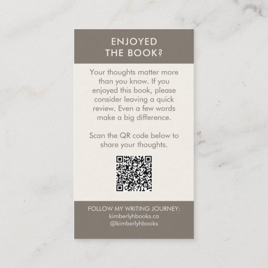 Author Book Review Request Card QR Code Taupe 名刺 (裏面)