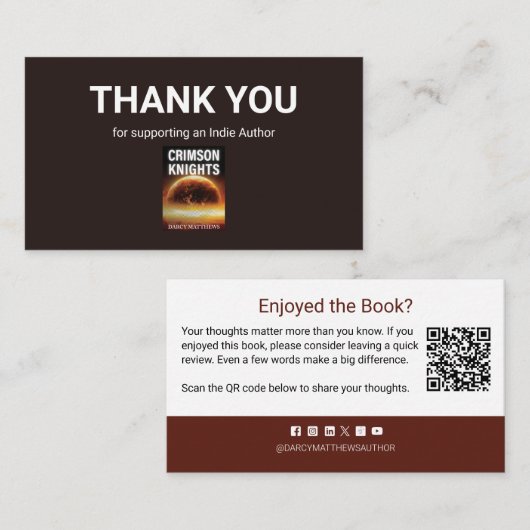 Author Book Review Request QR Code Thank you 名刺 (正面/裏面)