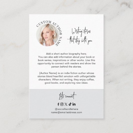 Author Book Series Marketing Custom Photo Collage 名刺 (裏面)