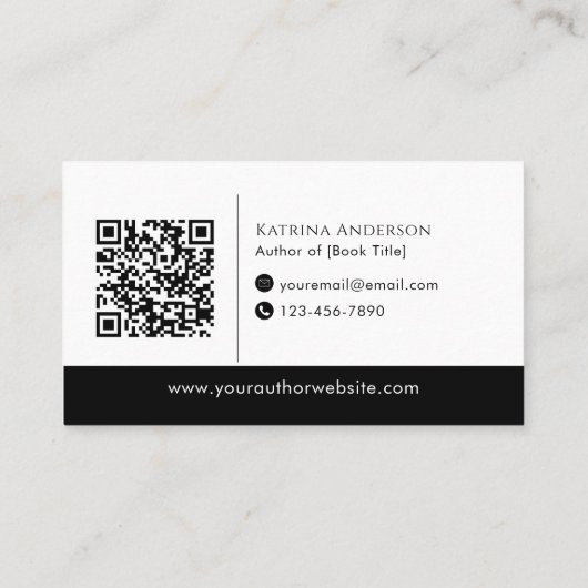 Author QR Code Minimal Elegant Black Branding 名刺 (裏面)