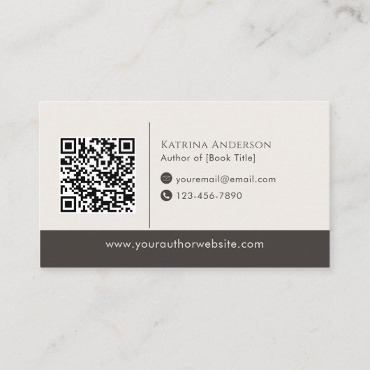 Author QR Code Minimal Elegant Taupe Branding 名刺 (裏面)