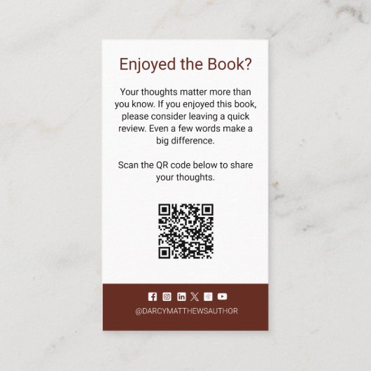 Author Review Request Card QR Code Book Launch 名刺 (裏面)