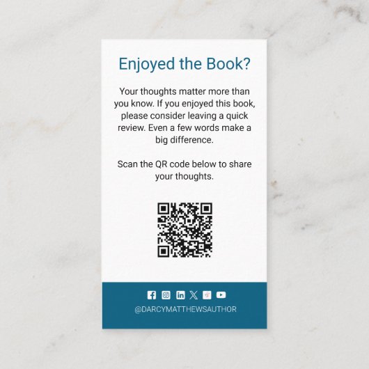 Author Review Request Card QR Code Book Launch 名刺 (裏面)