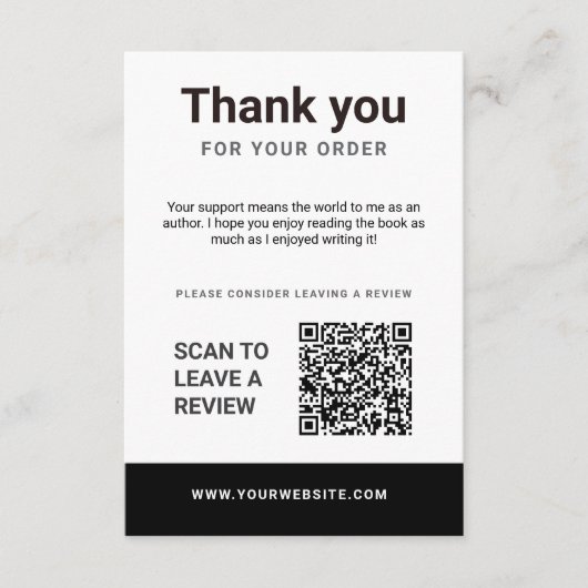 Author Thank You Insert Card Book Review Request エンクロージャーカード (正面)