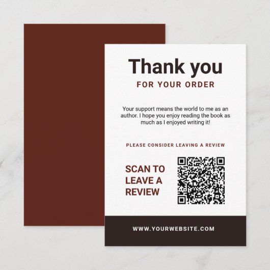 Author Thank You Insert Card Book Review Request エンクロージャーカード (正面/裏面)