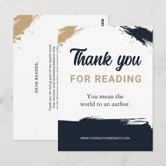 Author Thank you Reader Appreciation Insert Book ポストカード (正面/裏面)