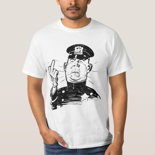 AUTHORITY COP CHARACTER FINGER FLIP Tシャツ (正面)