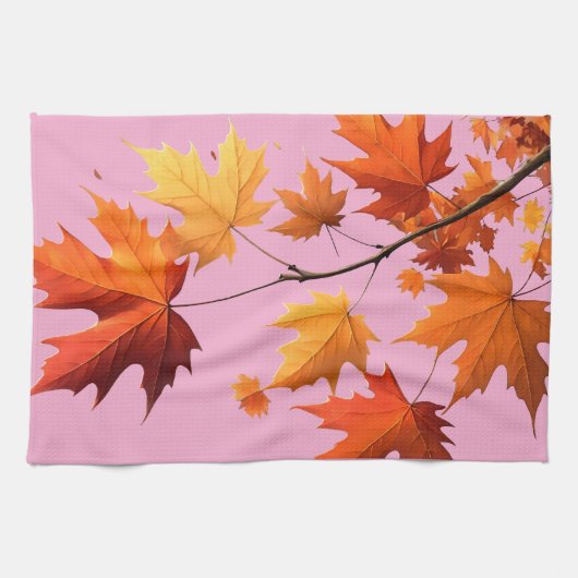 Authumn leaves Kitchen Towels pink キッチンタオル (横)