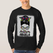 Autism Abuela Messy Bun Bleached Autism Awareness  Tシャツ (正面)