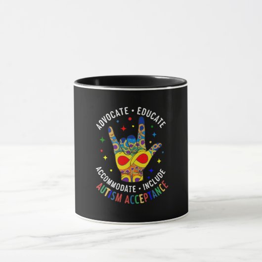 Autism Acceptance ILY Hand Sign – Neurodiversity  マグカップ (中央)