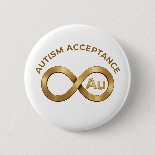 Autism Acceptance Infinity Symbol | Au Gold Pin 缶バッジ (正面)