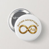 Autism Acceptance Infinity Symbol | Au Gold Pin 缶バッジ (正面&裏面)