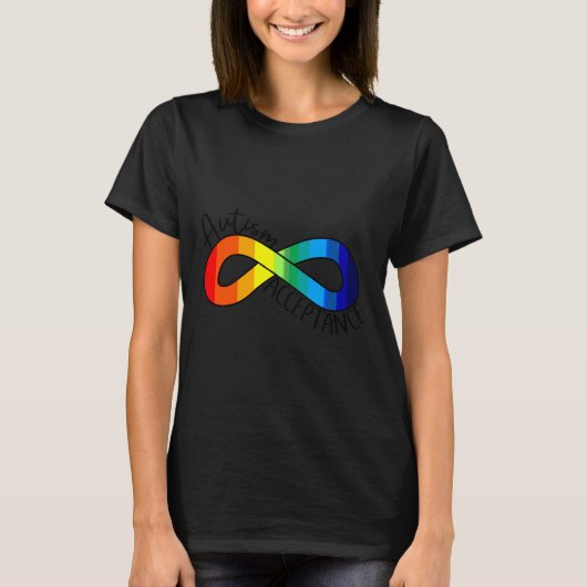 Autism Acceptance Rainbow Infinity Symbol Tシャツ (正面)