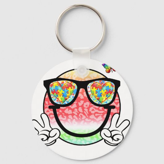 autism acceptance smile キーホルダー (正面)